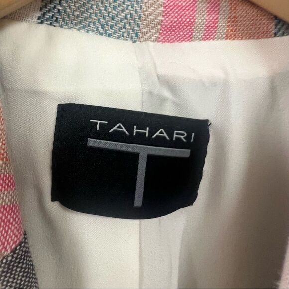 Tahari Pink and Yellow Blazer Lightweight Striped Sz 4 - Picture 6 of 6